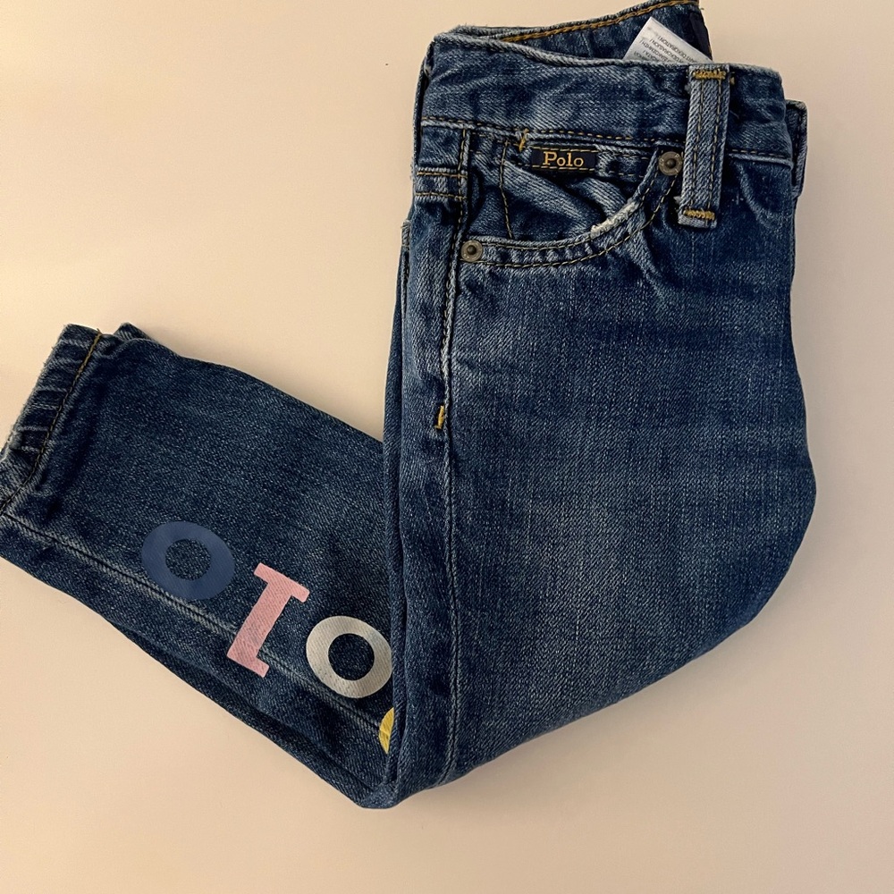 Polo Blue Denim Jeans with Multicolor Logo